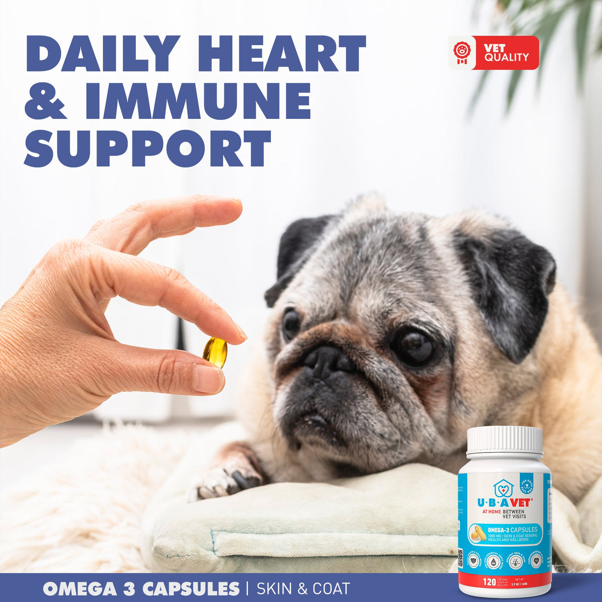 UBAVET Omega-3 Softgels for Dogs & Cats, 120 Count