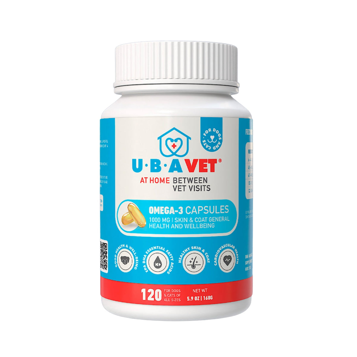 UBAVET Omega-3 Softgels for Dogs & Cats, 120 Count