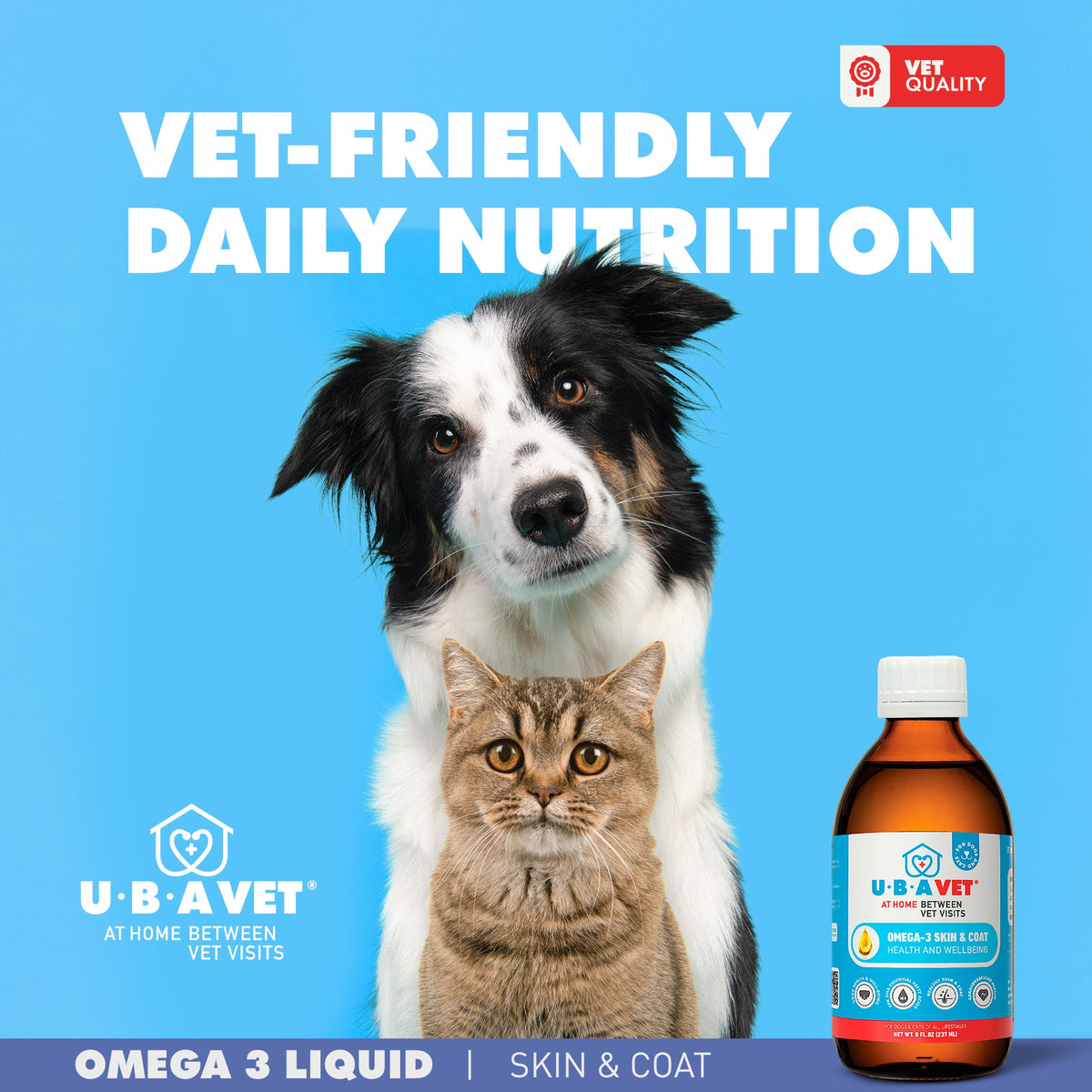 UBAVET Omega-3 Fish Oil Liquid for Dogs & Cats, 8 oz