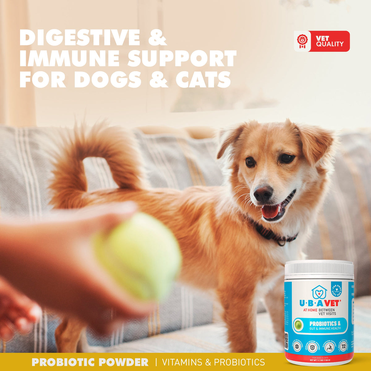 UBAVET Probiotic Powder for Dogs & Cats, 5.3 oz