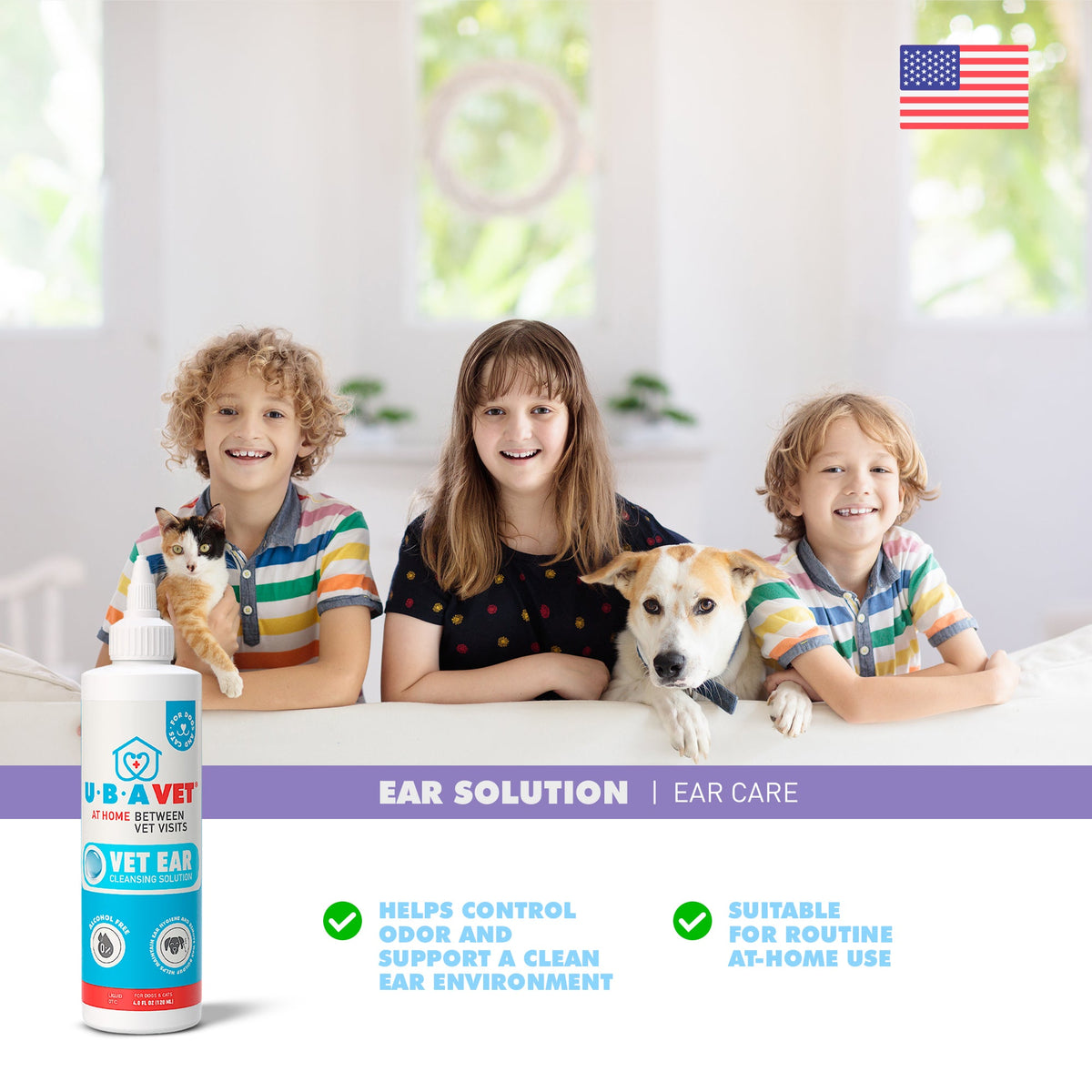 UBAVET Ear Cleansing Solution for Dogs & Cats, 4 oz