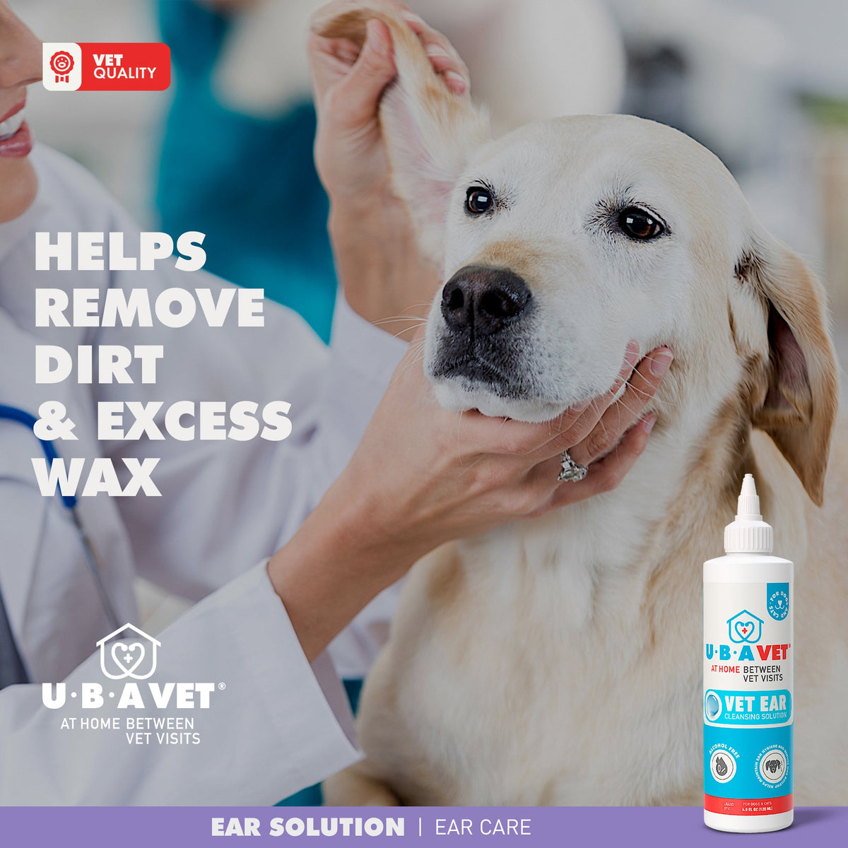 UBAVET Ear Cleansing Solution for Dogs & Cats, 4 oz